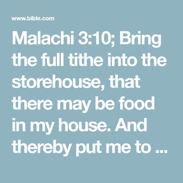 malachi bringing the thyth to the store house